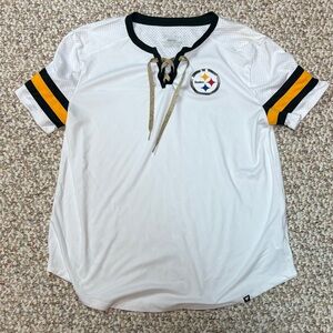 Pittsburgh Steelers White Lace-Up Short Sleeve Jersey